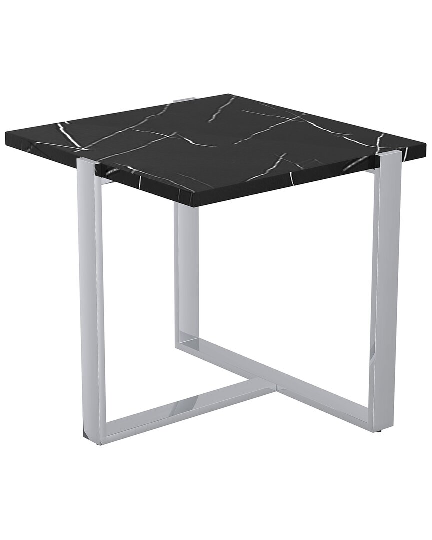 Worldwide Home Furnishings Contemporary Granite And Paper Veneer Accent Table In Black