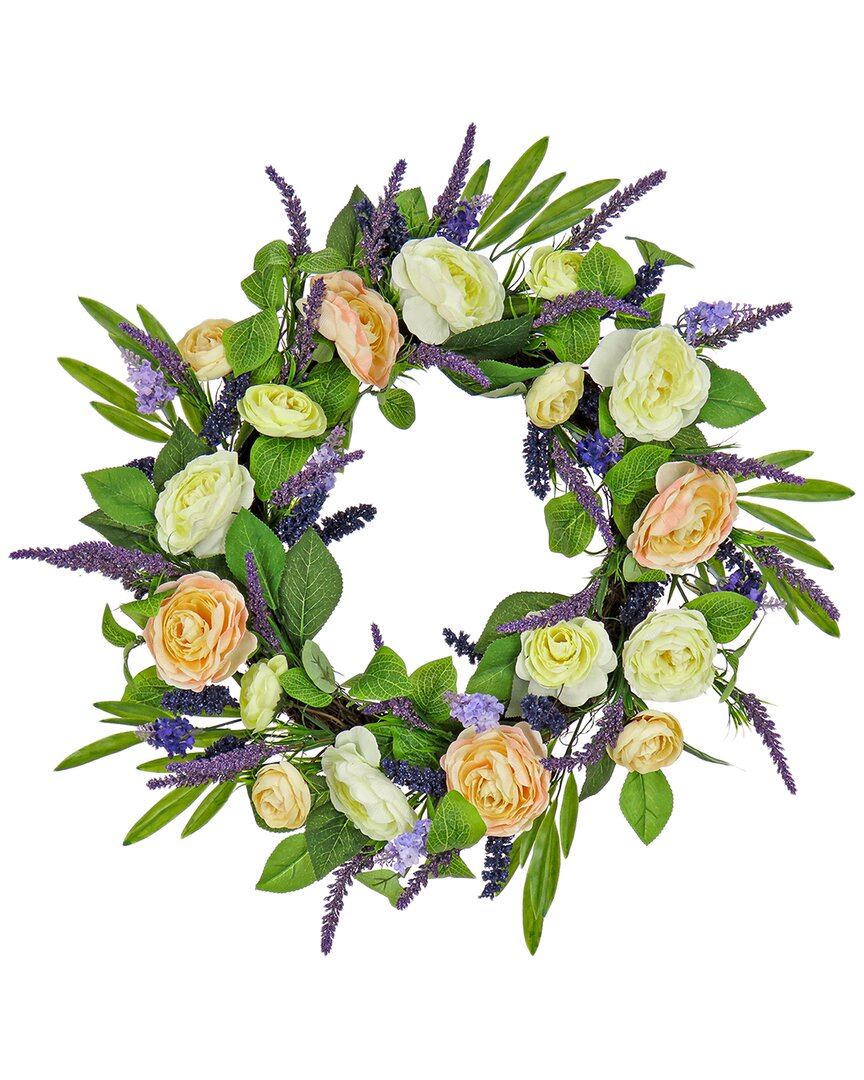 National Tree Company 24in Ranunculus And Astilbes Wreath In Green