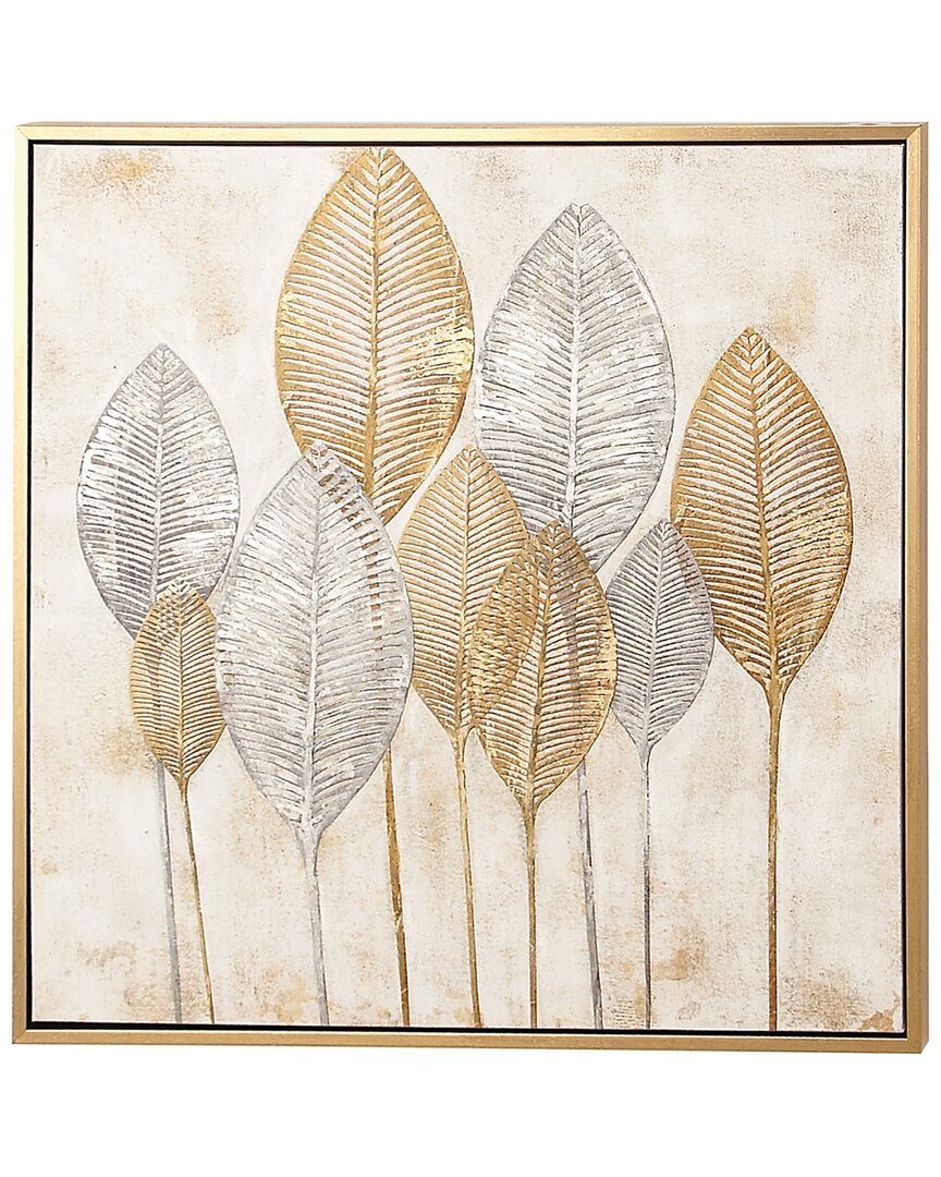 Cosmoliving By Cosmopolitan Wood Contemporary Leaf Framed Wall Art
