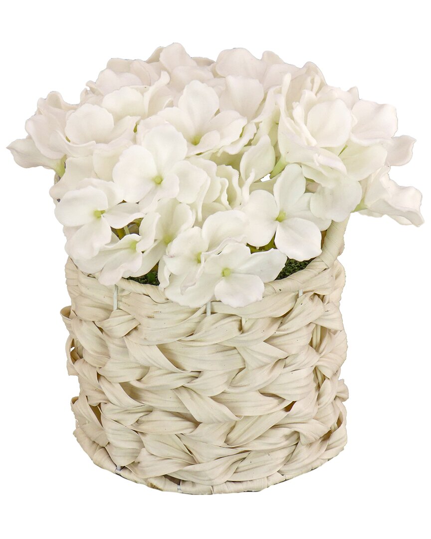 NATIONAL TREE COMPANY NATIONAL TREE COMPANY 10IN WHITE HYDRANGEA BOUQUET IN WHITE BASKET