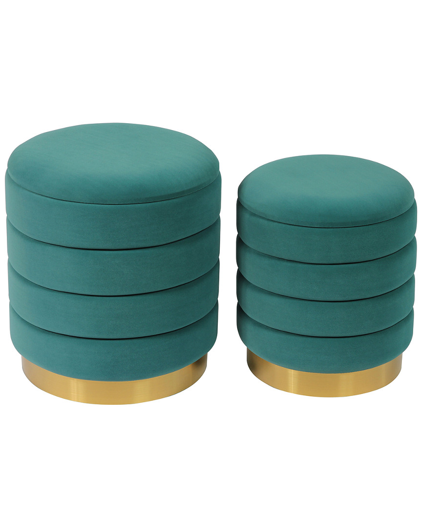 Tov Set Of 2 Teal Storage Ottomans