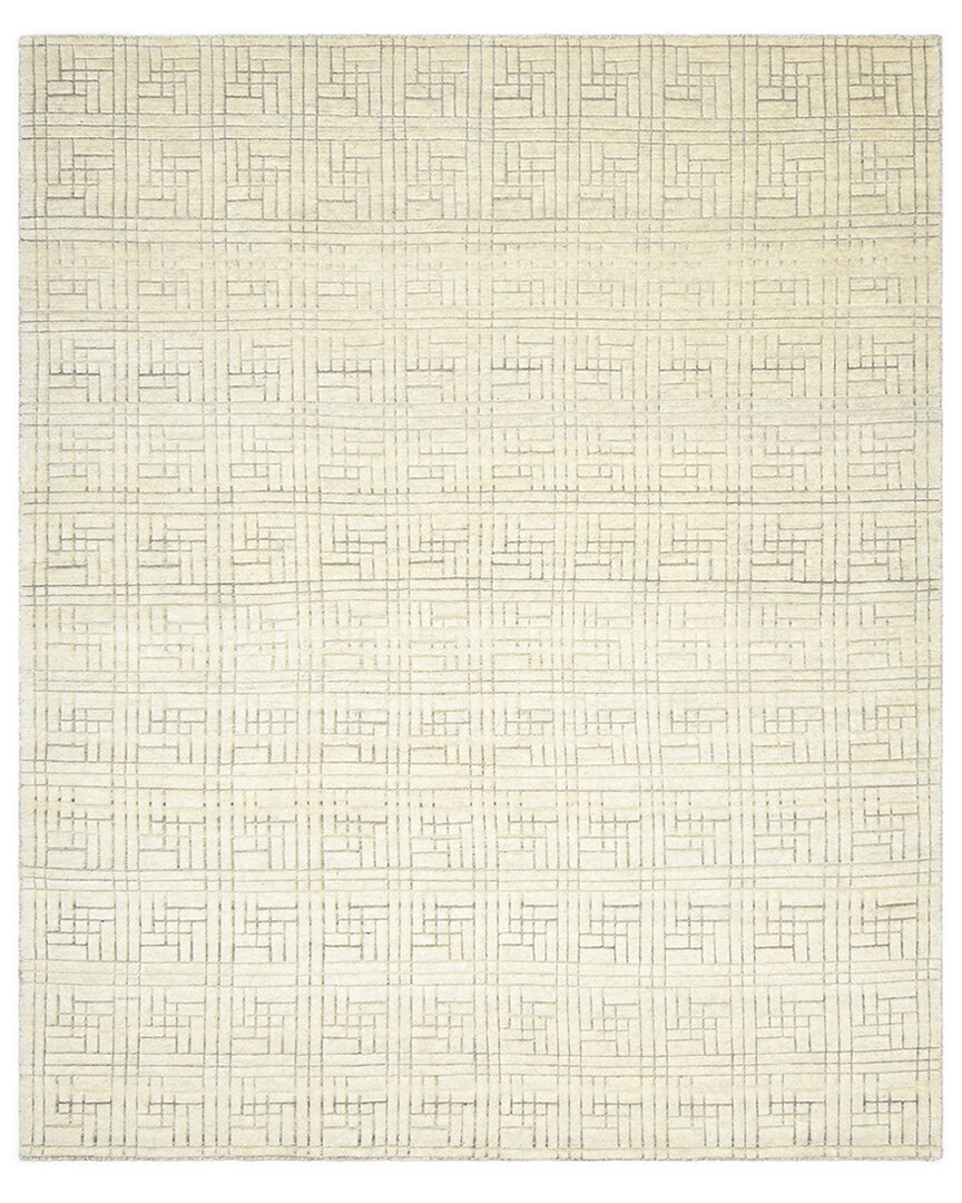 Solo Rugs Modern Hand-knotted Wool Rug In Beige