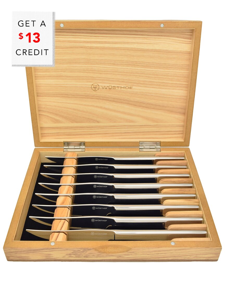 Wusthof 8pc Stainless Steak Knife Set In Box In Brown