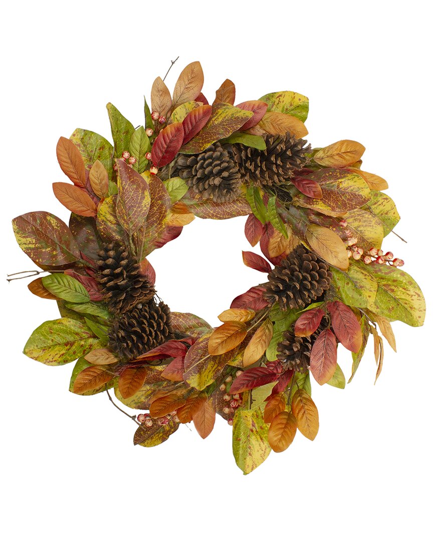 Northlight Leaves & Berries Twig Artificial Thanksgiving Wreath In Brown