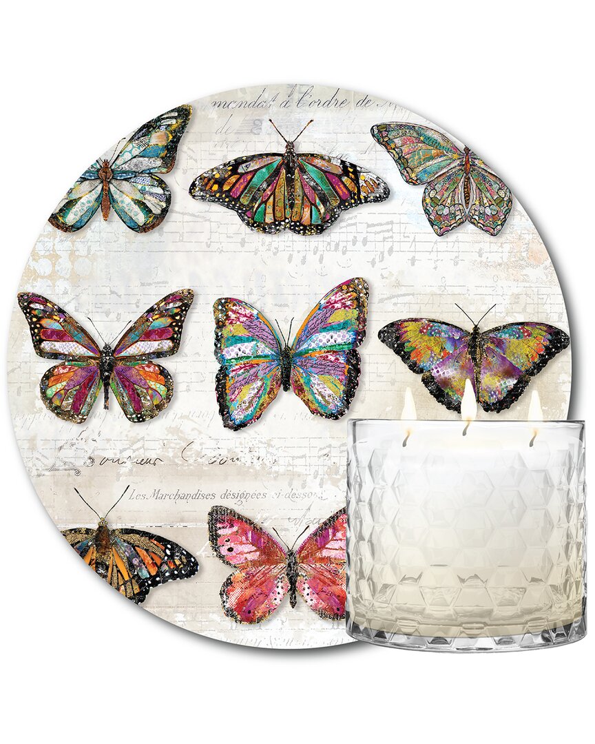 COURTSIDE MARKET COURTSIDE MARKET BUTTERFLY LOVE 13.5OZ SOY 3-WICK CANDLE WITH 8X8IN ARTBOARD