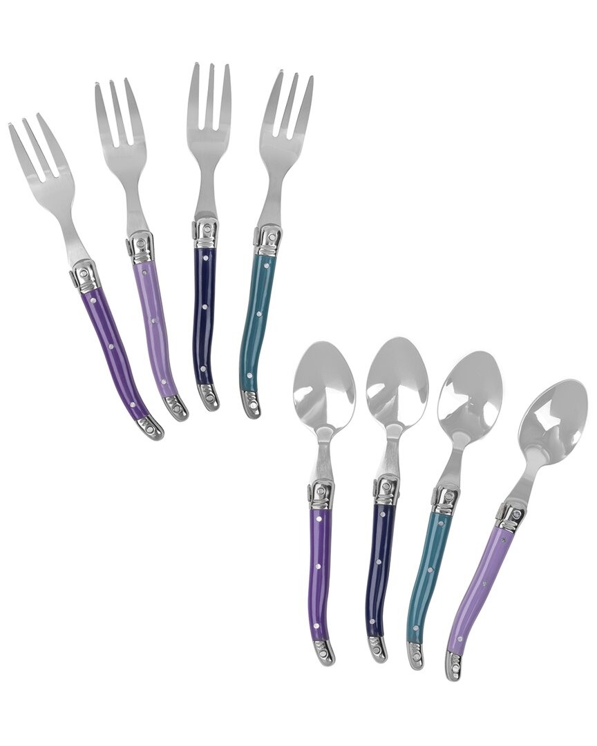 French Home 8pc Laguiole Dessert/cocktail Spoon & Fork Set In Multi
