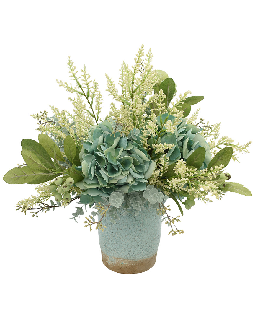 Creative Displays Teal Hydrangea, White Heather & Berry Floral Arrangement