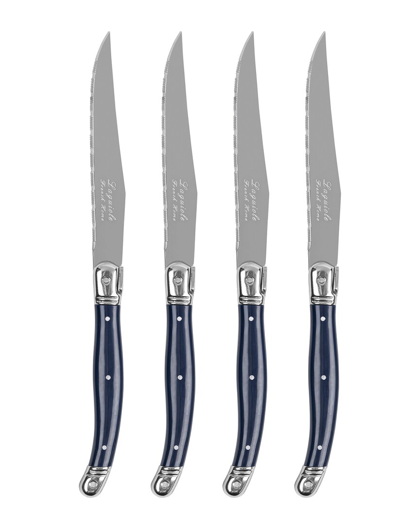 French Home Set Of 4 Laguiole Connoisseur Steak Knives In Blue