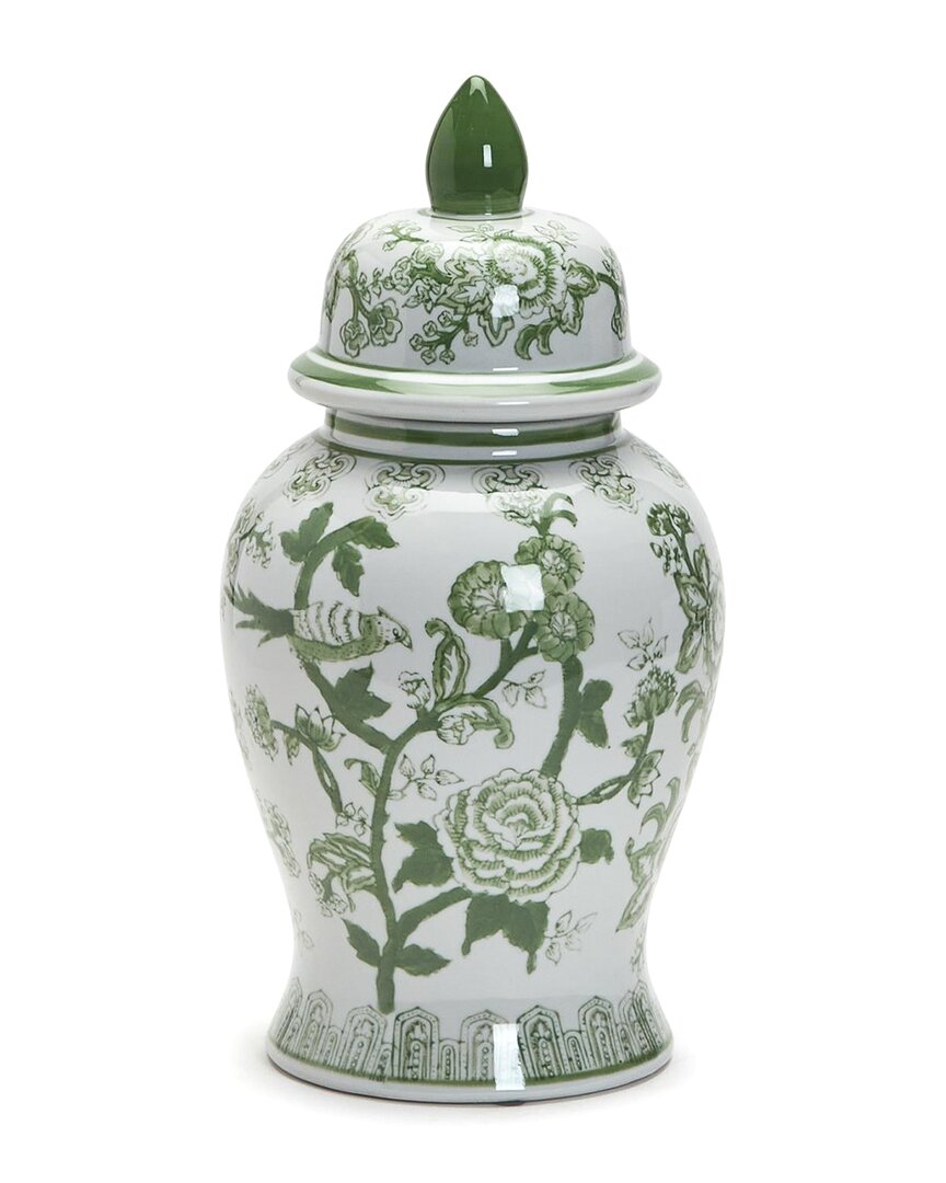 Tozai 18 Green And White Covered Temple Jar