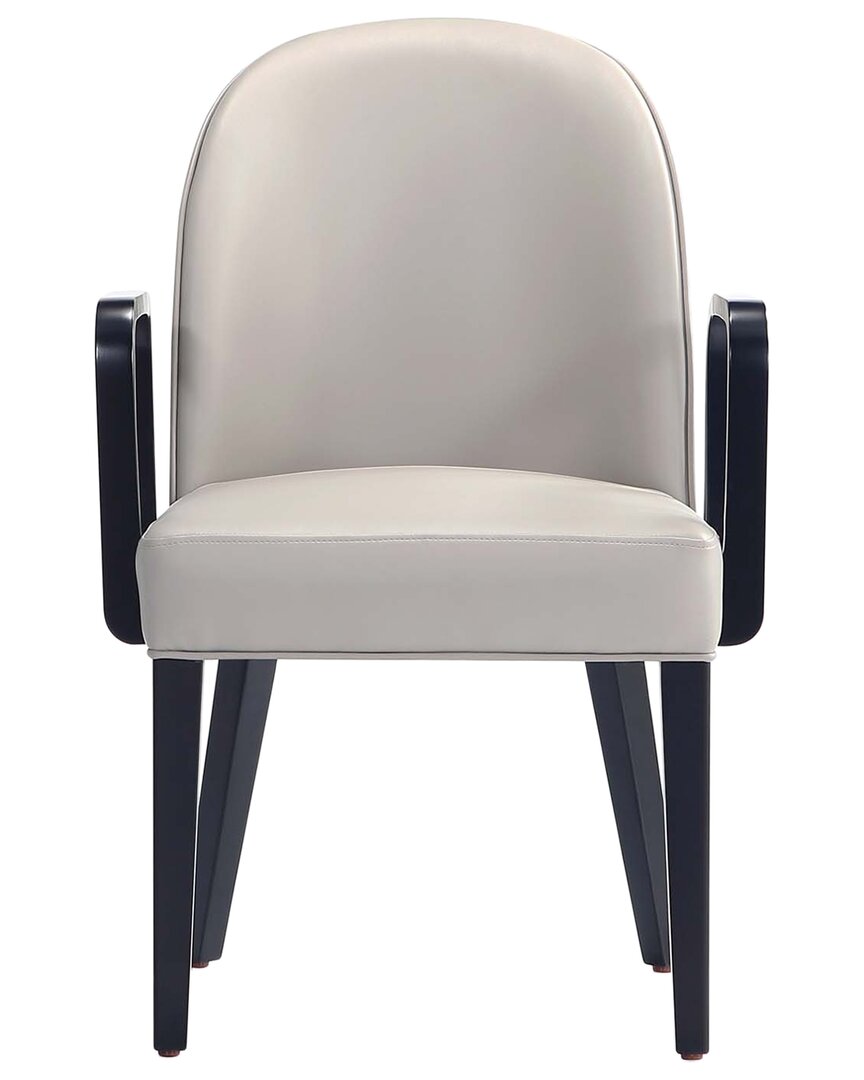 Manhattan Comfort Hillman Leatherette And Velvet Upholstered Beech Wood Dining Armchair In Grey