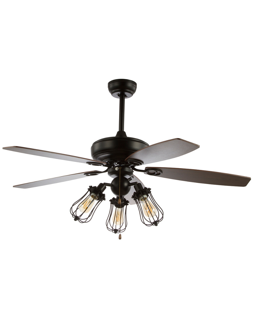 Jonathan Y Lucas 52in Caged 3-light Metal/wood Led Ceiling Fan