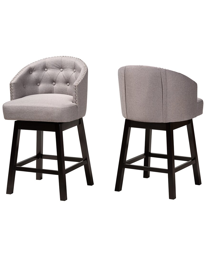 Baxton Studio Theron Mid-century 2-piece Swivel Counter Stool Set