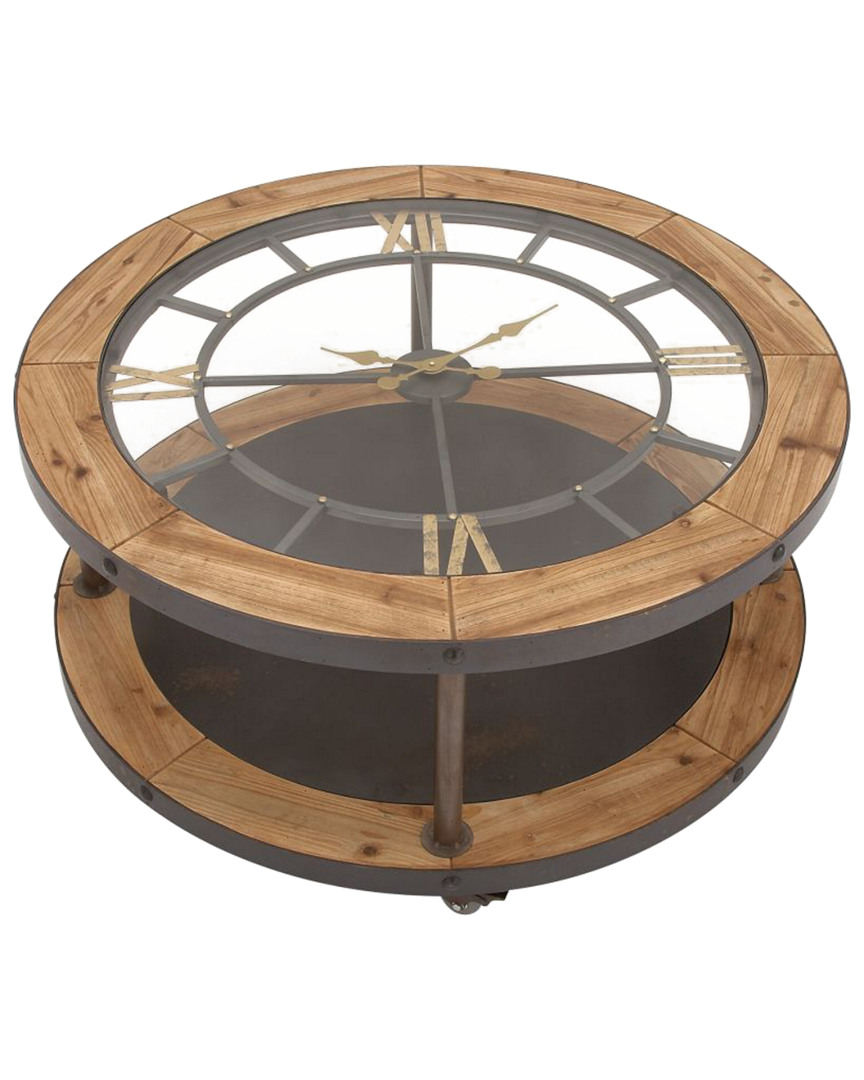 Peyton Lane Light Brown Wood Industrial Coffee Table