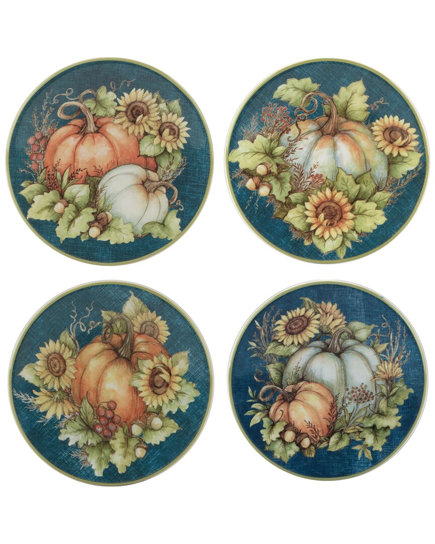 Certified International Autumn Breeze Set Of 4 Canape Plates