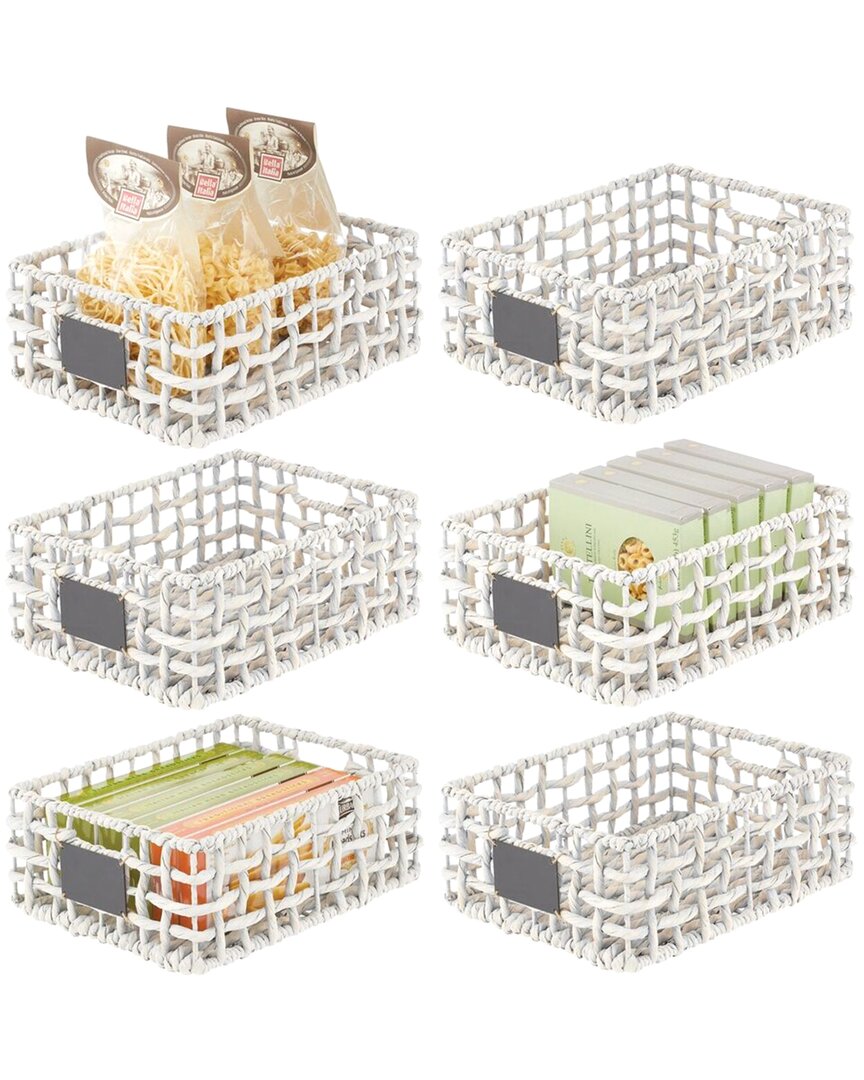 M DESIGN M DESIGN SET OF 6 WATER HYACINTH OPEN WEAVE BASKET WITH LABEL HOLDER 