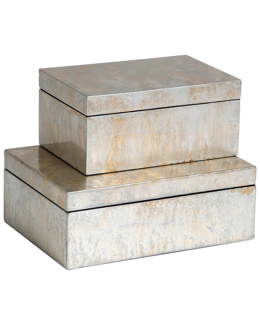 Global Views Champagne Silver Leaf Box