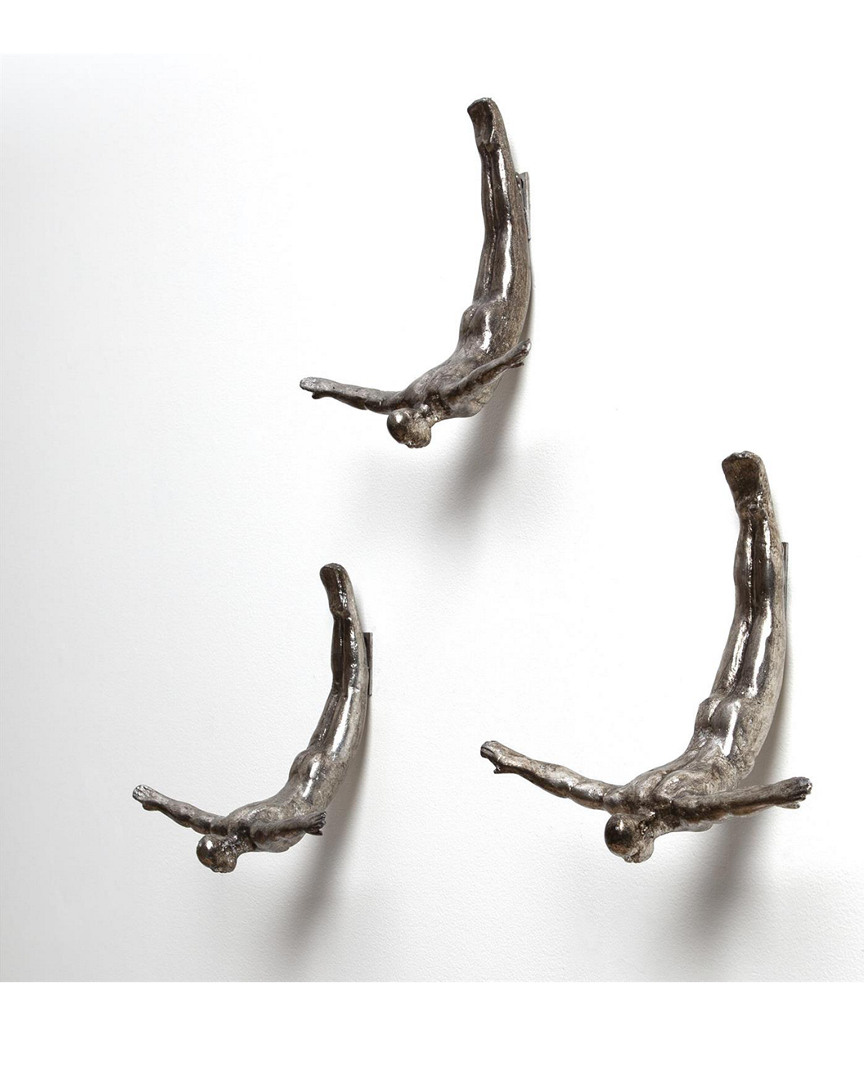 Global Views Wall Diver Thai Silver Leaf
