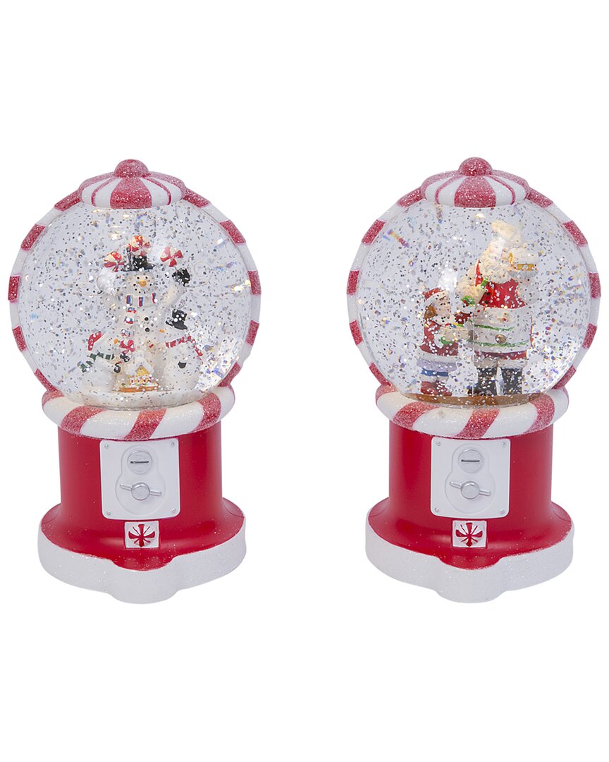 Gerson International Set Of 2 7.5-in H B/o Lighted Spinning Water Globe In Red