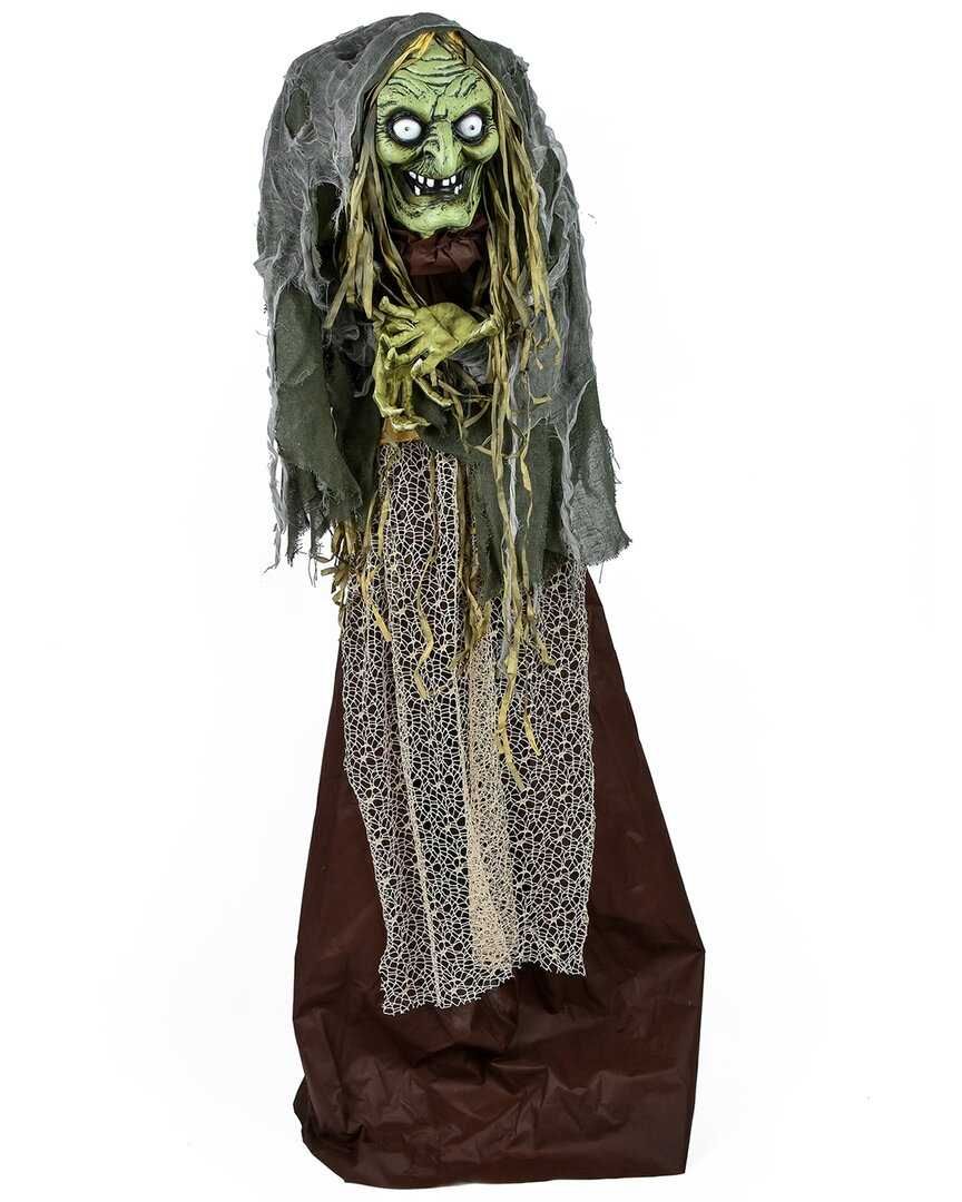 National Tree Company 59 Animated Halloween Green Witch Sound Activated Decor