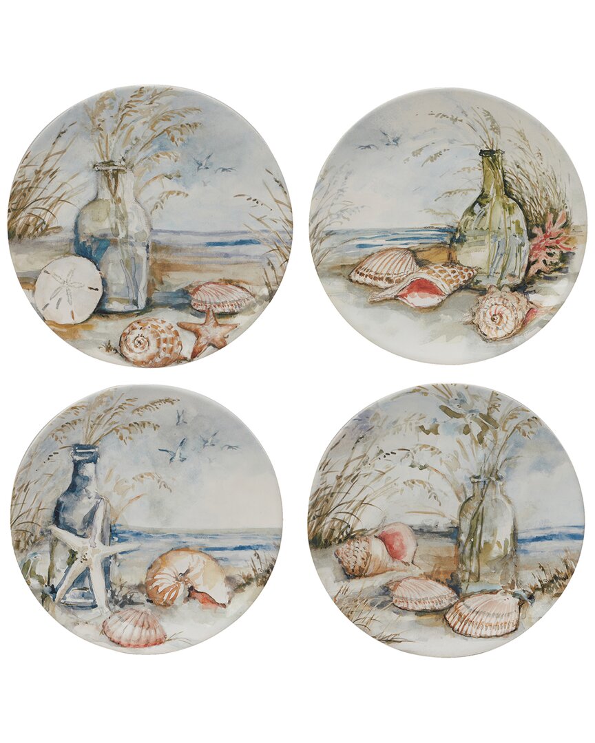 Certified International Coastal Landscape Set Of 4 Salad Plate 9"