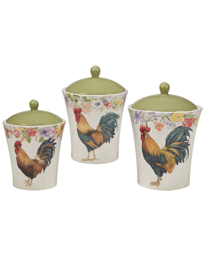 Certified International Floral Rooster Canisters (set Of 3)
