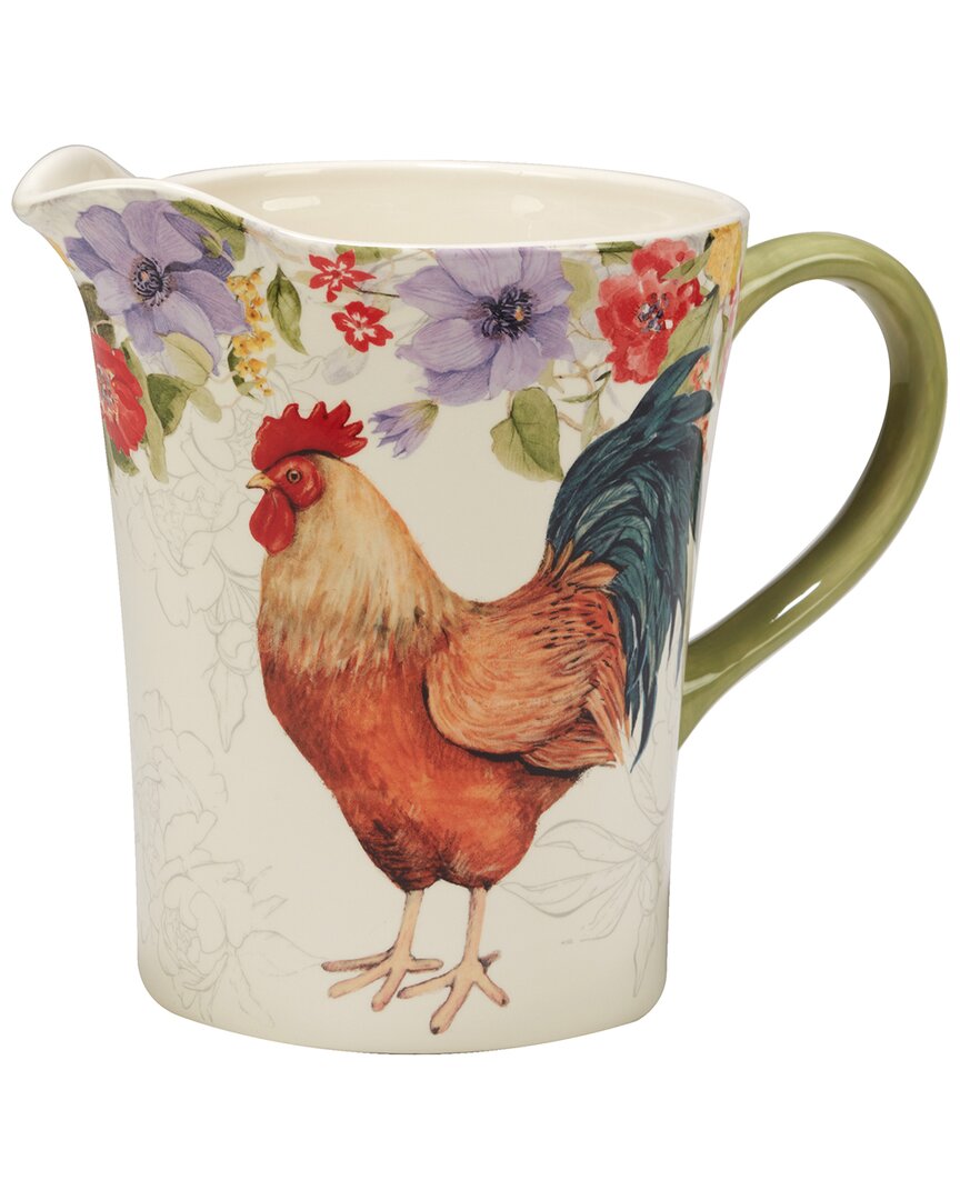 Certified International Floral Rooster Pitcher
