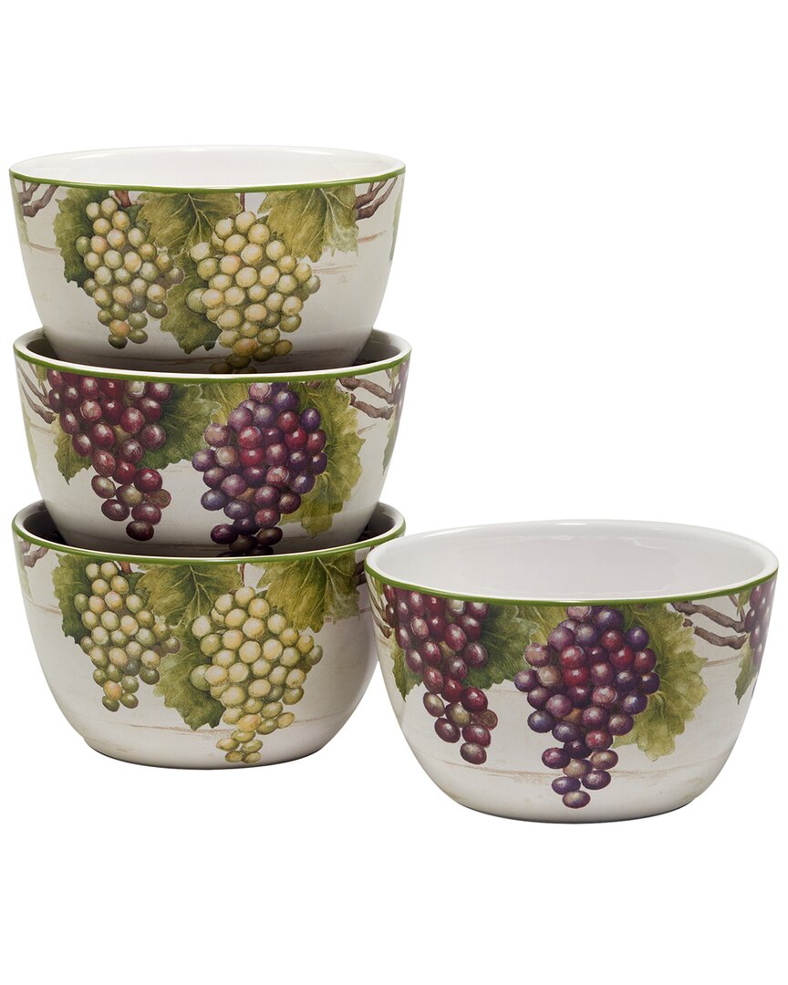 Certified International Meadow Brook Vineyard Set Of 4 Ice Cream Bowl