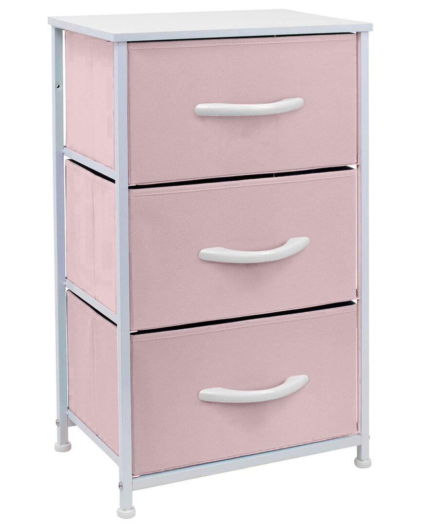 Sorbus Nightstand With 3 Drawers Pink