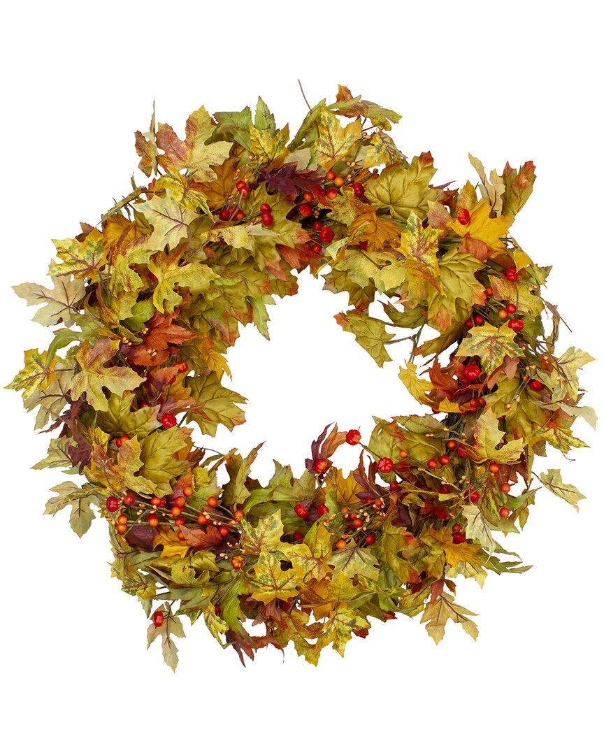NORTHLIGHT NORTHLIGHT BERRIES AND TWIGS ARTIFICIAL THANKSGIVING WREATH YELLOW 30-IN- UNLIT