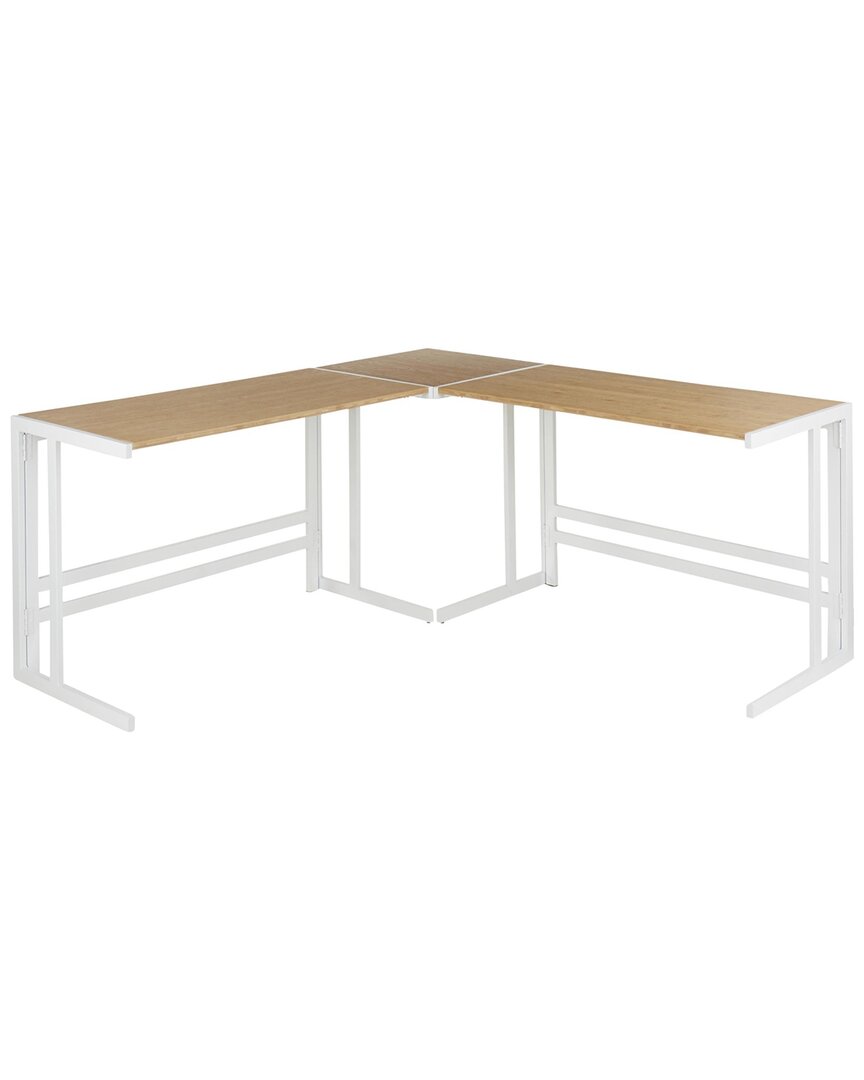 Lumisource Roman L-shaped Office Desk Set In White
