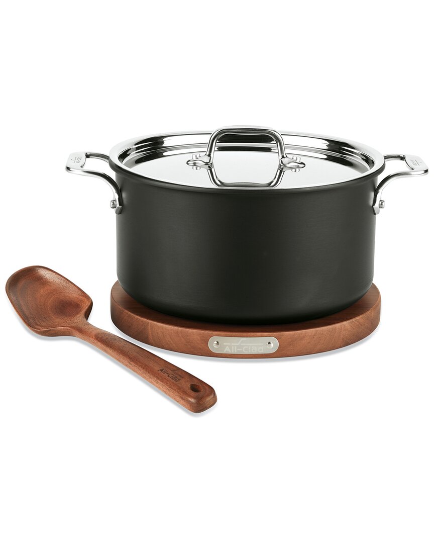 All-clad Ha1 Nonstick Dutch Oven With Wood Trivet And Spoon In Black