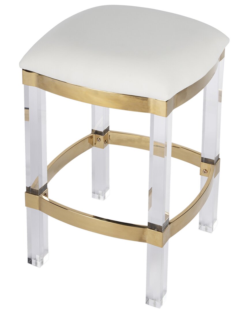 Butler Specialty Company Jordan Acrylic & Polished Brass 24in Counter Stool In White