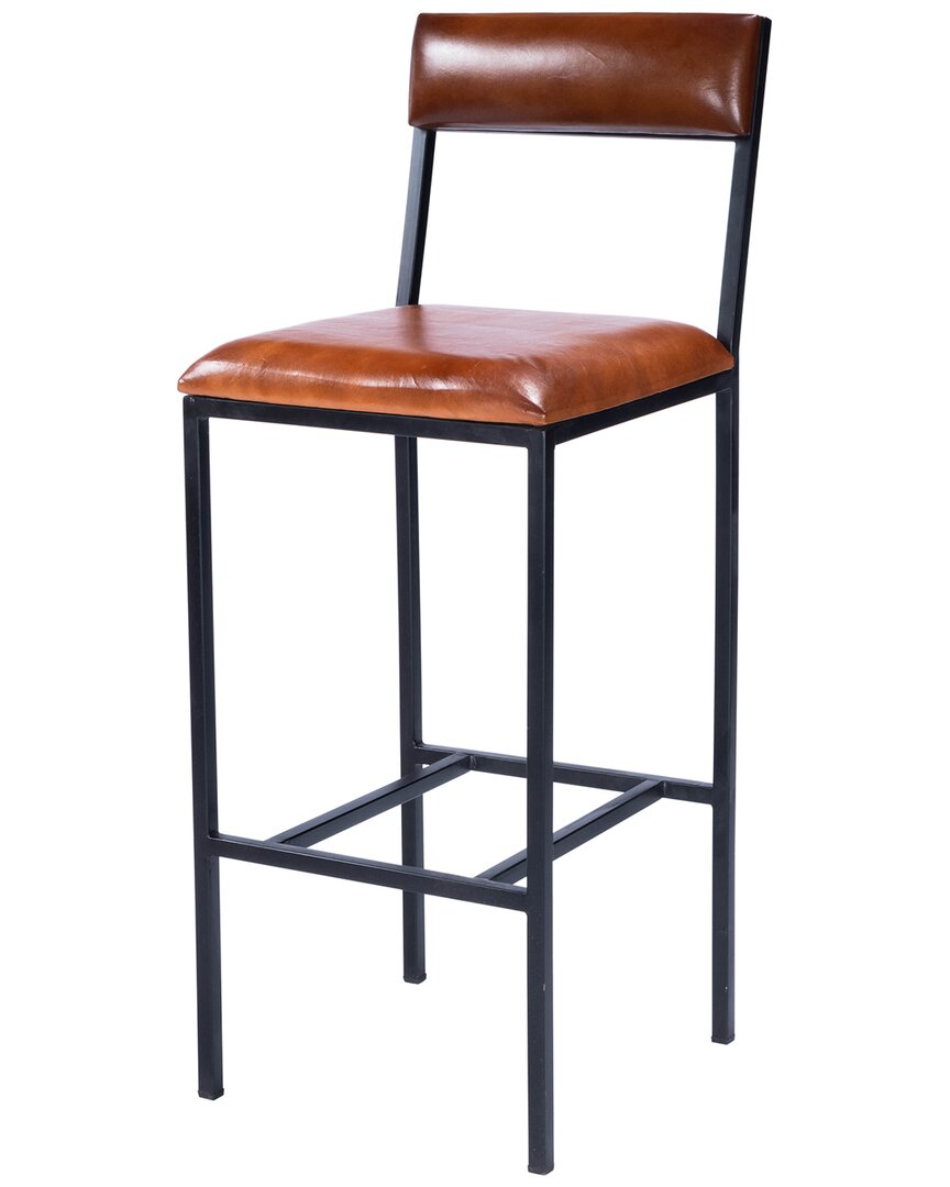 Butler Specialty Company Lazarus Leather & Metal 31.5in Bar Stool In Brown