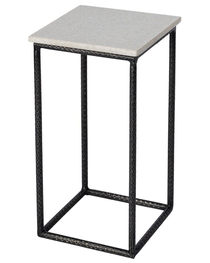 Butler Specialty Company Mabel Marble And Hammered Iron Accent Table In White