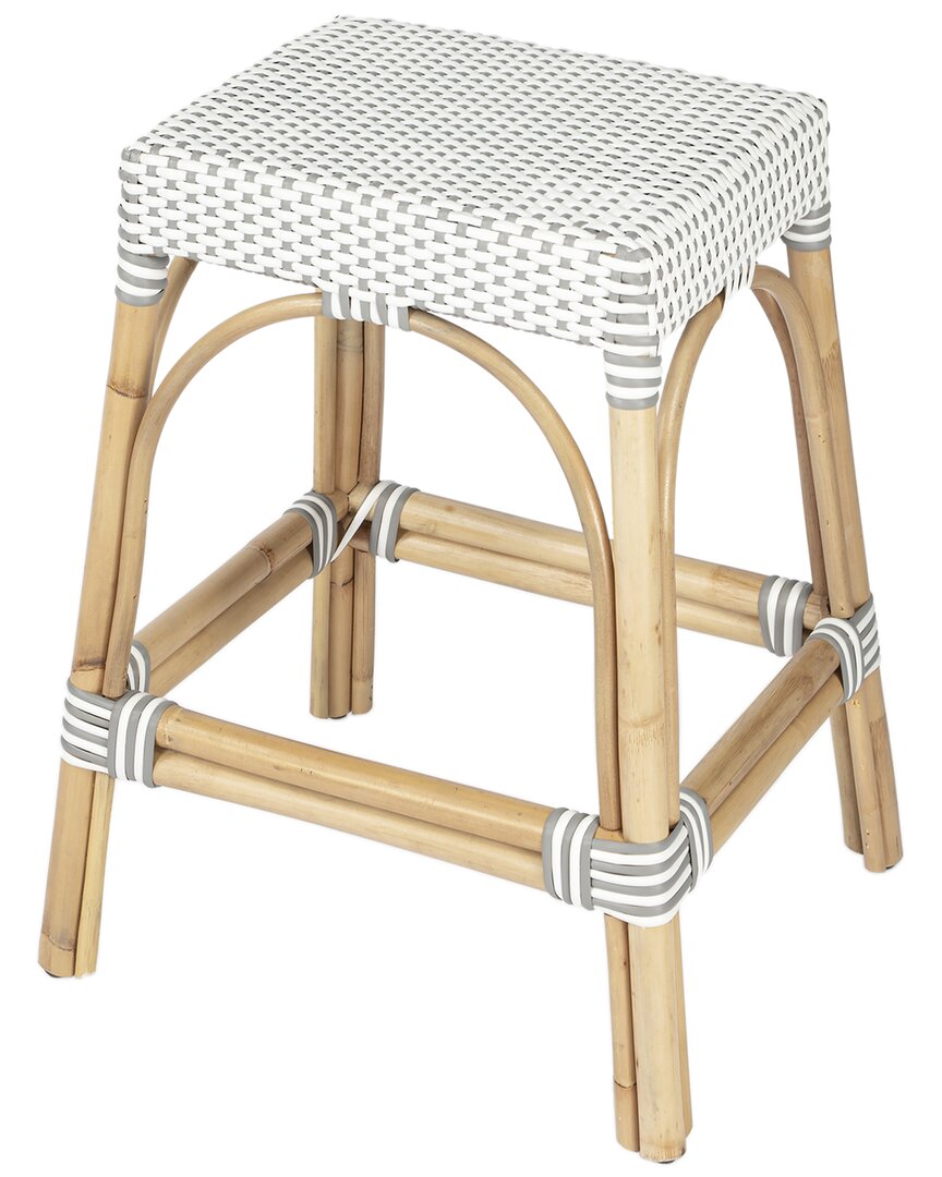 Butler Specialty Company Robias Rectangular Rattan 24.5in Counter Stool In Grey