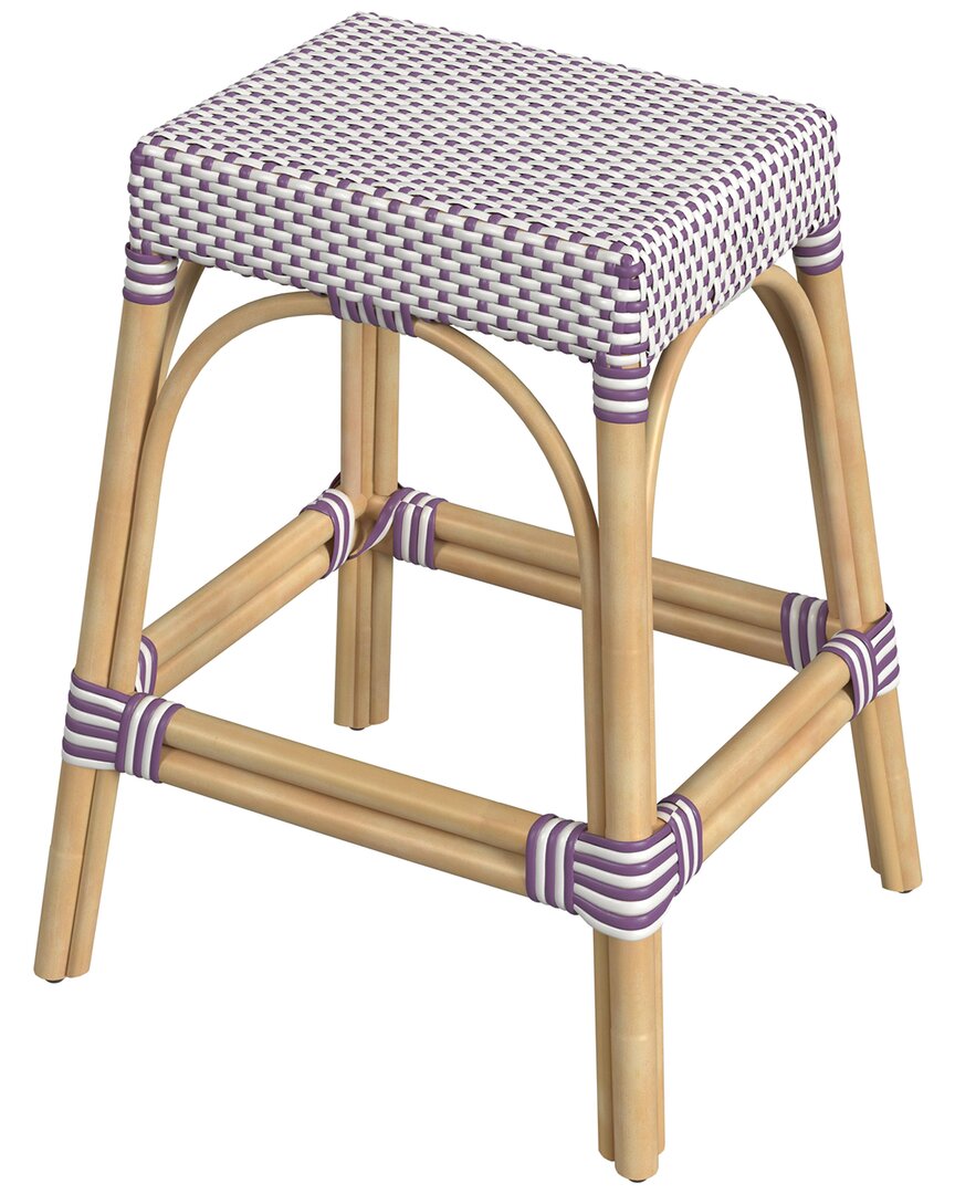 Butler Specialty Company Robias Rectangular Rattan 24.5in Counter Stool In White
