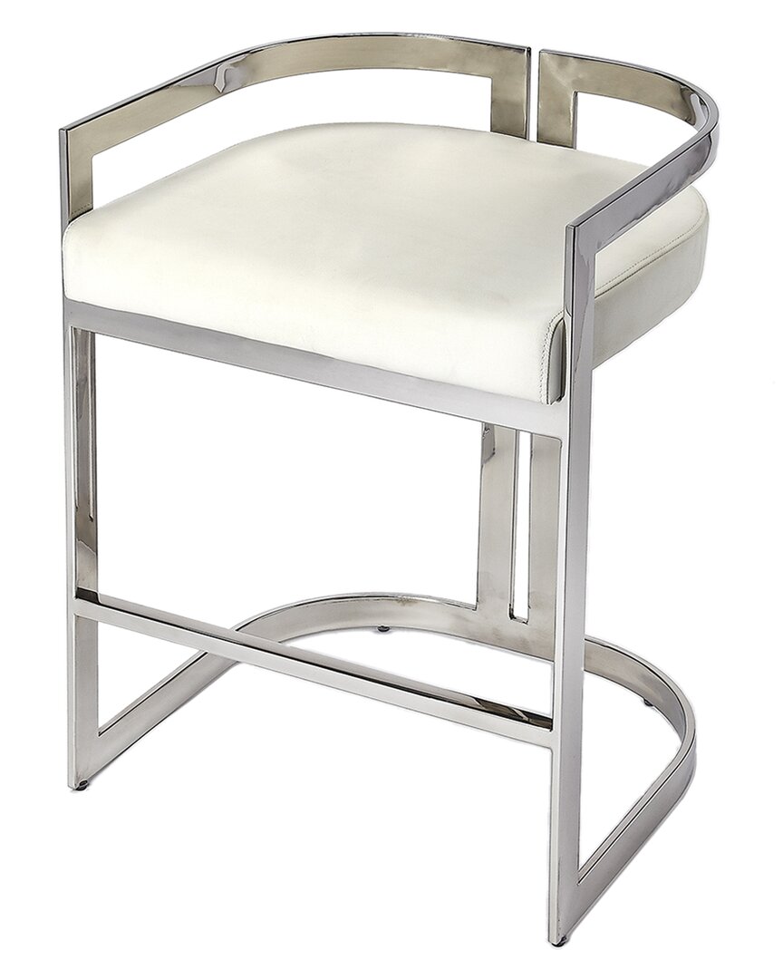 Butler Specialty Company Clarence Faux Leather 25in Counter Stool In Silver