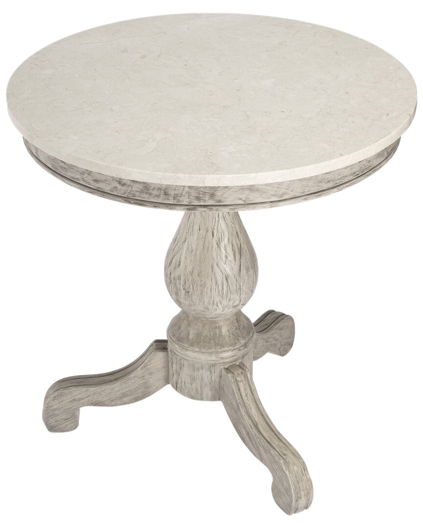 Butler Specialty Company Danielle Marble 24in Pedestal Accent Table In Grey