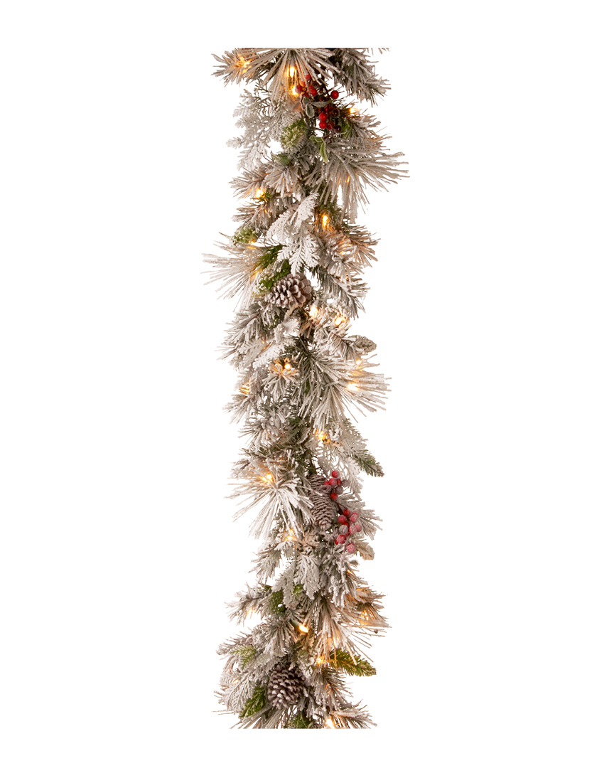 National Tree Company 9ft Snowy Pine Garland With Cedar Leaves & Pine Cones