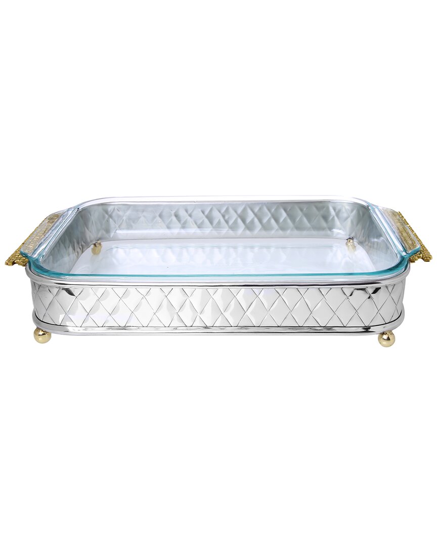 Alice Pazkus Pyrex Holder With Mosaic Handles In Silver