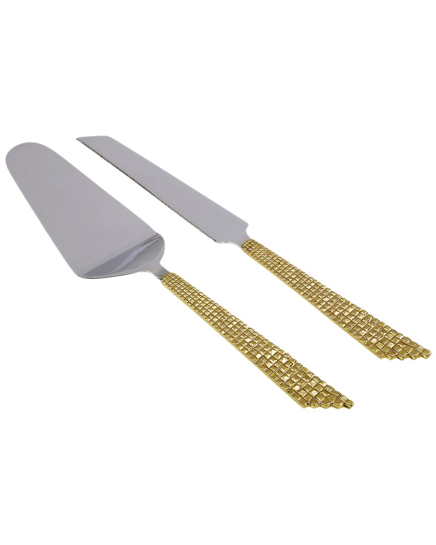 Alice Pazkus Set Of 2 Cake Servers In Gold