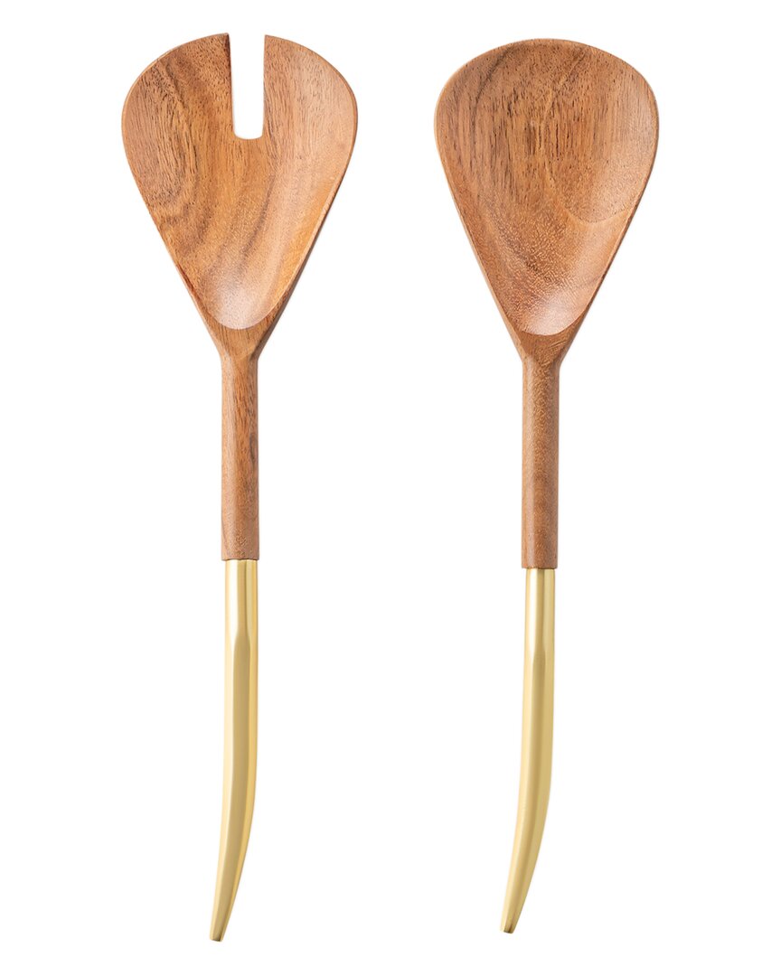 Alice Pazkus 2pc Salad Server Set In Gold