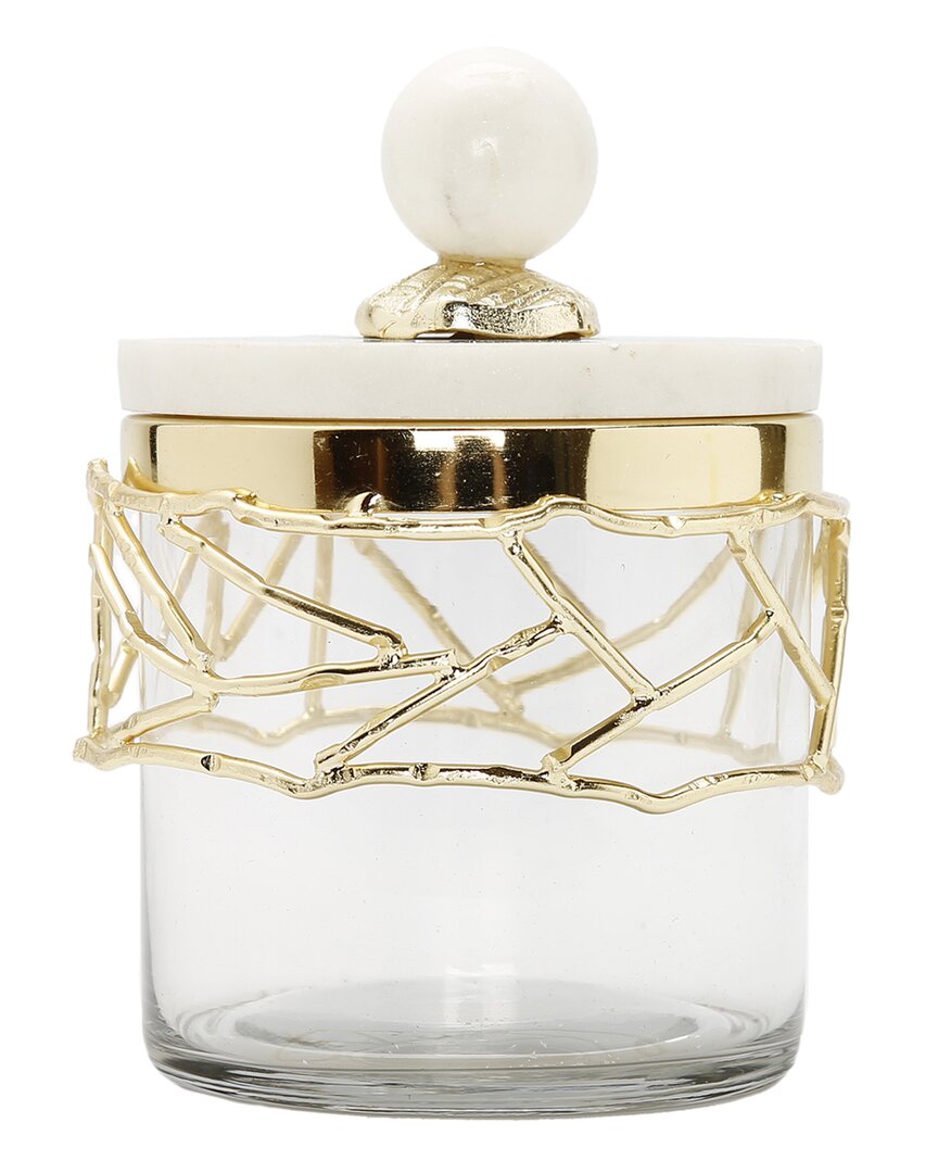 Alice Pazkus Glass Canister With Marble Lid In Gold