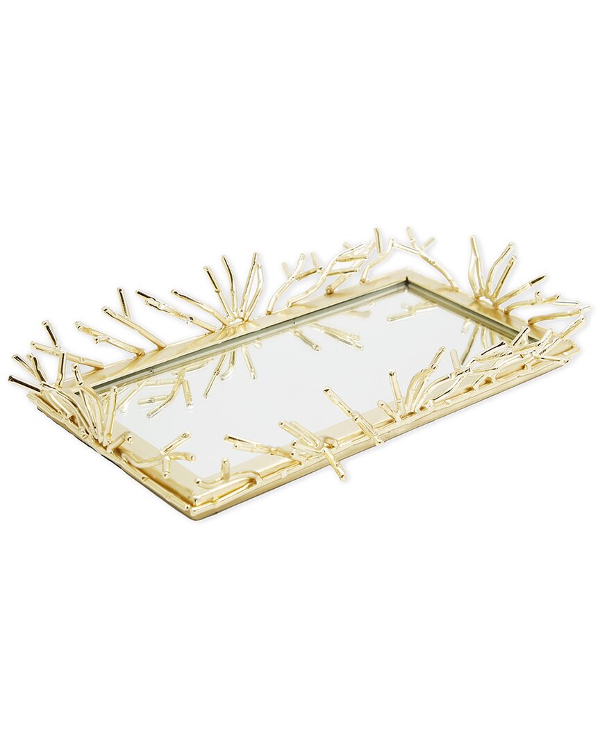 Shop Alice Pazkus Rectangular Decorative Mirror Tray In Gold