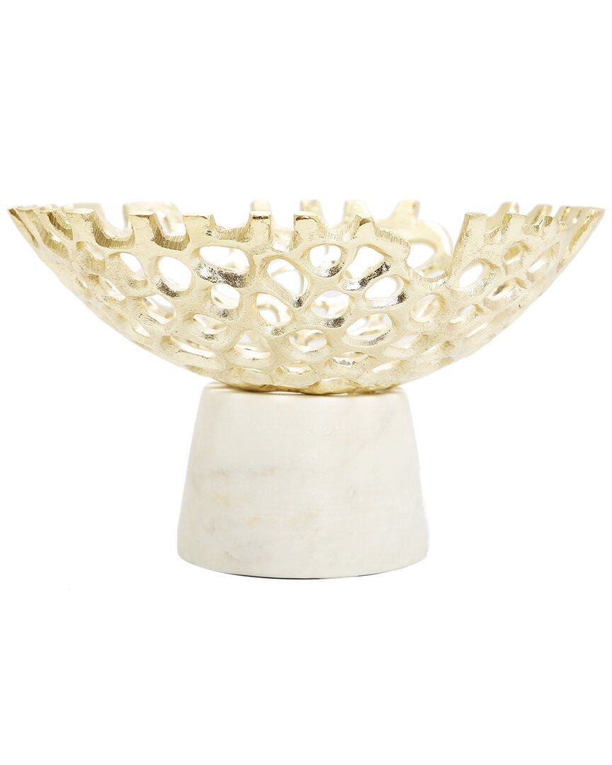 Alice Pazkus Web Bowl On Marble Base In Gold