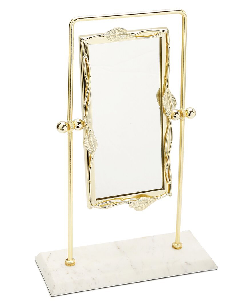 Alice Pazkus Rectangular Table Mirror With Marble Base In Gold
