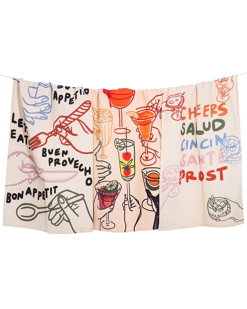 Tiramisu Cheers & Cocktails Kitchen Towel Set In Multi