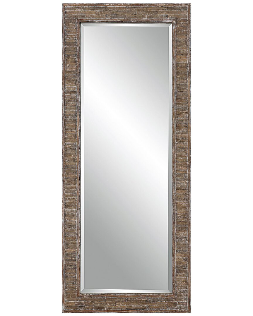 Hewson Aged Wood Frame Mirror In Brown