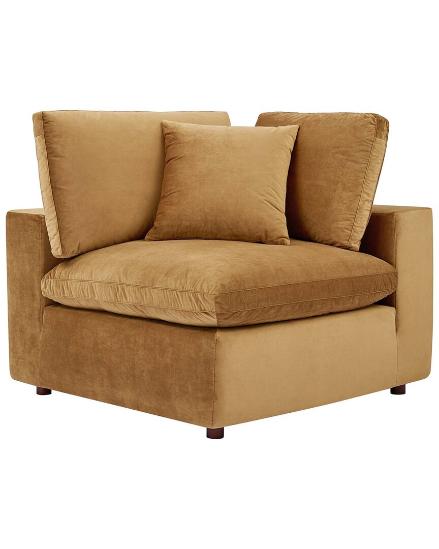 Modway Commix Down Filled Overstuffed Performance Velvet Corner Chair In Brown