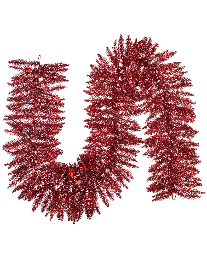 Vickerman 9ft Tinsel Red Artificial Christmas Garland